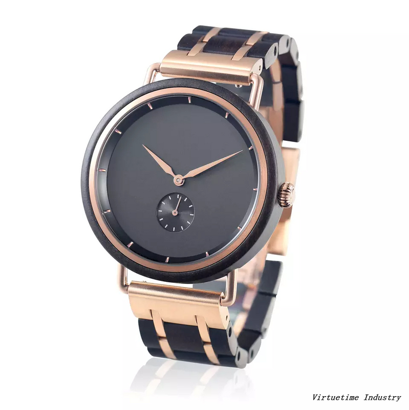 Wholesales Luxury Stainless Steel Wooden Watch 3ATM Water Resistant Case Low MOQ