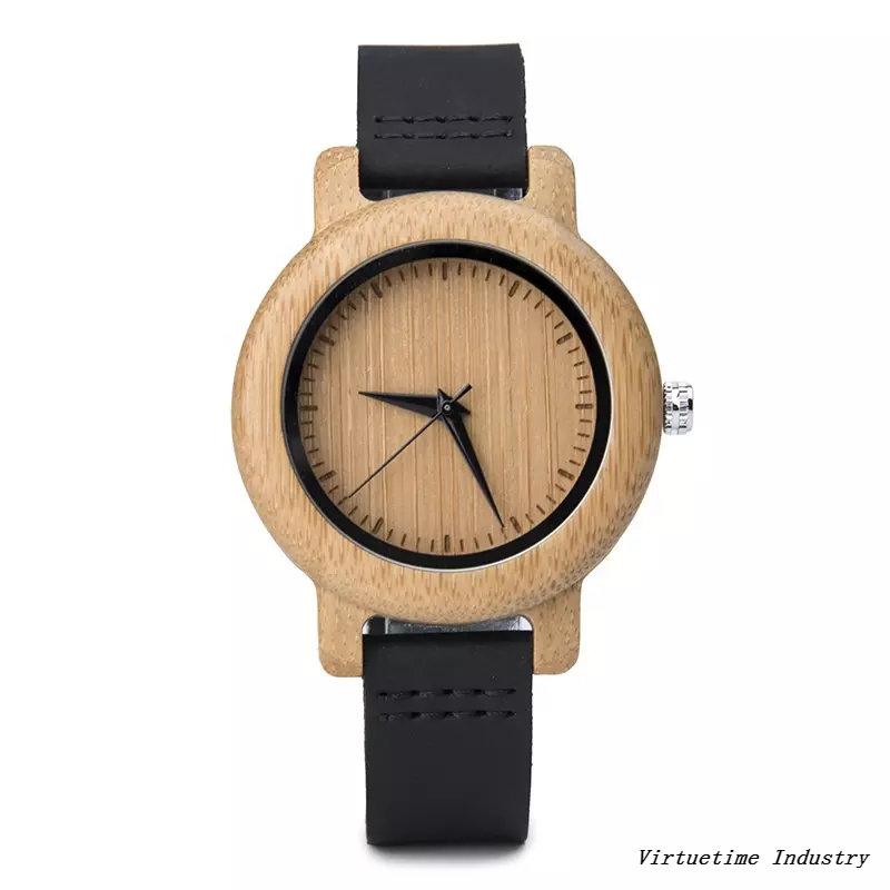 Engraved Handcraft Fashion Wood Watch with Antique Leather Strap