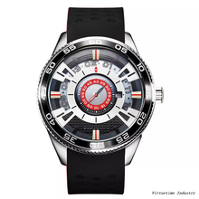 Wholesale Price Men's Sport Stainless Steel Watches with Silicon Band Skeleton Dial Quartz Wristwatch