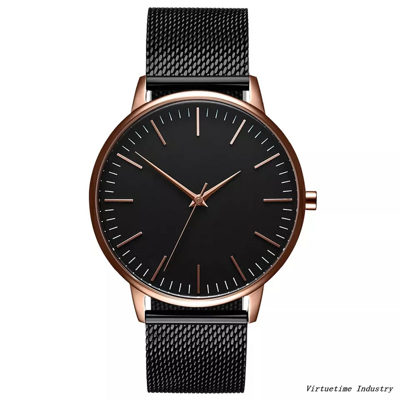 Custom Logo Simple Stainless Steel Quartz Watches Vintage Wristwatch for Unisex Low MOQ