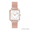 Women's Square Dress Wristwatches Waterproof Stainless Steel Quartz Watches with Leather Strap