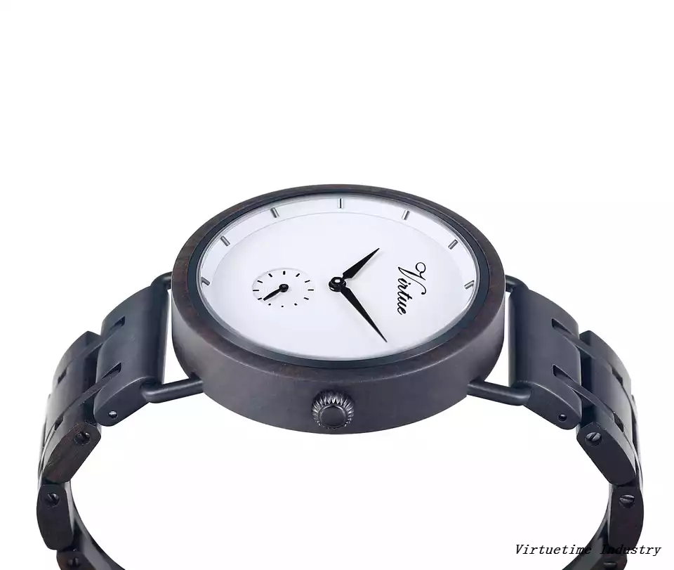 Men's Wood Stainless Steel Combined Quartz Watch