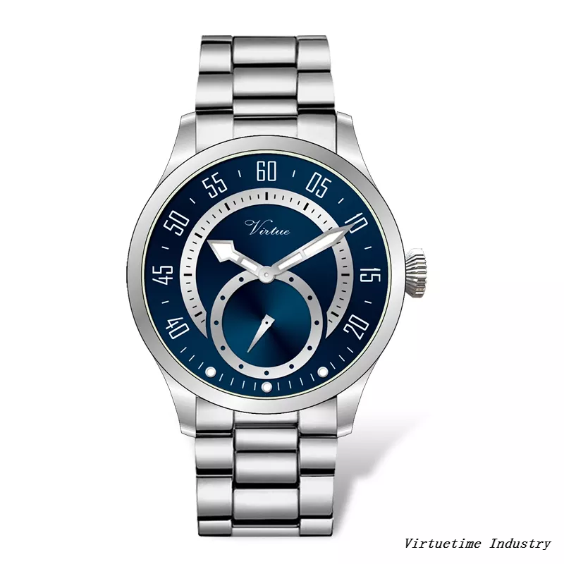Men's Stainless Steel Watch with Genuine Leather Logo Custom Waterproof Wristwatch
