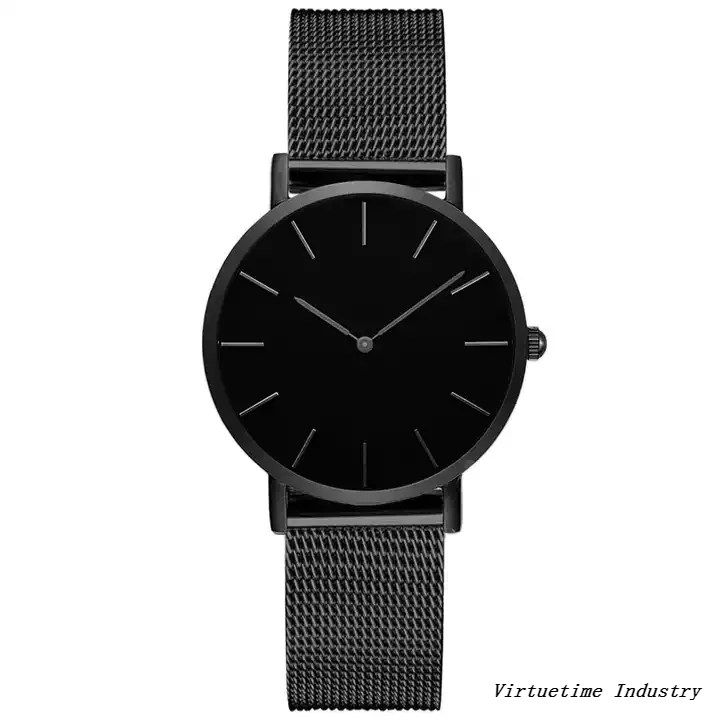 Ultra Thin Women's Dress Wristwatches Waterproof Stainless Steel Quartz Watches with Mesh Bracelet